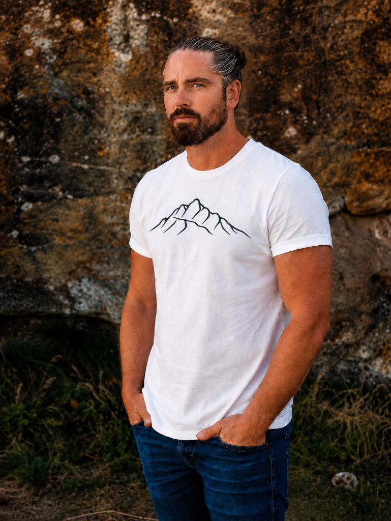 Model wearing the Amor Montis First Edition T-shirt